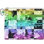 Rainbow Checker Skull Splatter Canvas Cosmetic Bag (XXXL)