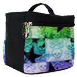 Rainbow Checker Skull Splatter Make Up Travel Bag (Small)