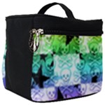 Rainbow Checker Skull Splatter Make Up Travel Bag (Big)