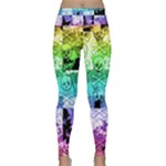 Rainbow Checker Skull Splatter Lightweight Velour Classic Yoga Leggings