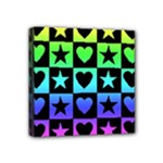 Rainbow Hearts & Stars Mini Canvas 4  x 4  (Stretched)