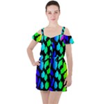 Rainbow Leopard Ruffle Cut Out Chiffon Playsuit