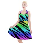 Rainbow Tiger Halter Party Swing Dress 