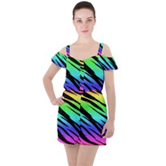 Ruffle Cut Out Chiffon Playsuit 