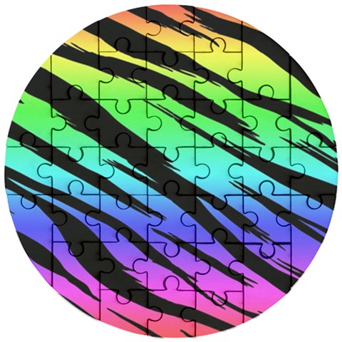 Rainbow Tiger Wooden Puzzle Round from ArtsNow.com