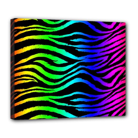 Rainbow Zebra Deluxe Canvas 24  x 20  (Stretched) from ArtsNow.com