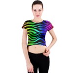 Rainbow Zebra Crew Neck Crop Top