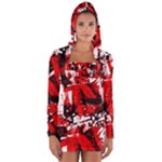 Red Graffiti Long Sleeve Hooded T-shirt