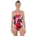 Red Graffiti Tie Back One Piece Swimsuit
