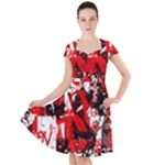 Red Graffiti Cap Sleeve Midi Dress