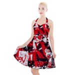 Red Graffiti Halter Party Swing Dress 