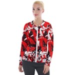 Red Graffiti Velour Zip Up Jacket