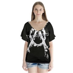 V-Neck Flutter Sleeve Top 