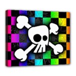 Checker Rainbow Skull Deluxe Canvas 24  x 20  (Stretched)