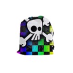 Checker Rainbow Skull Drawstring Pouch (Medium)