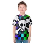 Checker Rainbow Skull Kids  Cotton Tee