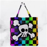 Checker Rainbow Skull Grocery Tote Bag