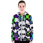 Checker Rainbow Skull Women s Zipper Hoodie