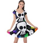 Checker Rainbow Skull Cap Sleeve Dress