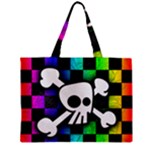 Checker Rainbow Skull Zipper Mini Tote Bag