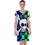 Checker Rainbow Skull Short Sleeve Nightdress