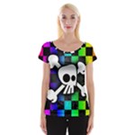 Checker Rainbow Skull Cap Sleeve Top