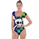 Checker Rainbow Skull Short Sleeve Leotard 