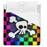 Checker Rainbow Skull Duvet Cover (Queen Size)