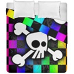 Checker Rainbow Skull Duvet Cover Double Side (California King Size)