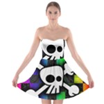 Checker Rainbow Skull Strapless Bra Top Dress