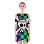 Checker Rainbow Skull Shoulder Cutout One Piece Dress