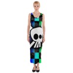 Checker Rainbow Skull Fitted Maxi Dress