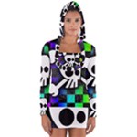 Checker Rainbow Skull Long Sleeve Hooded T-shirt