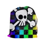 Checker Rainbow Skull Drawstring Pouch (XL)