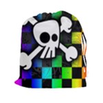 Checker Rainbow Skull Drawstring Pouch (XXL)