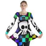 Checker Rainbow Skull Long Sleeve Tunic 