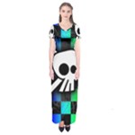 Checker Rainbow Skull Short Sleeve Maxi Dress