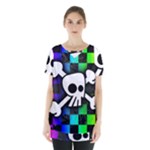 Checker Rainbow Skull Skirt Hem Sports Top