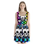 Checker Rainbow Skull Split Back Mini Dress 