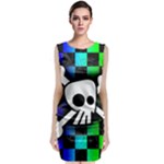 Checker Rainbow Skull Sleeveless Velvet Midi Dress