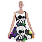 Checker Rainbow Skull Velvet Skater Dress