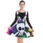 Checker Rainbow Skull Plunge Pinafore Dress