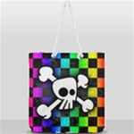 Checker Rainbow Skull Full Print Rope Handle Tote (Large)