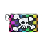 Checker Rainbow Skull Canvas Cosmetic Bag (Small)