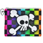 Checker Rainbow Skull Canvas Cosmetic Bag (XXL)