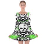 Deathrock Skull Long Sleeve Skater Dress