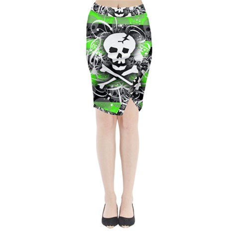 Deathrock Skull Midi Wrap Pencil Skirt from ArtsNow.com