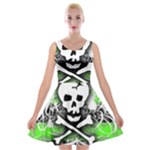 Deathrock Skull Velvet Skater Dress