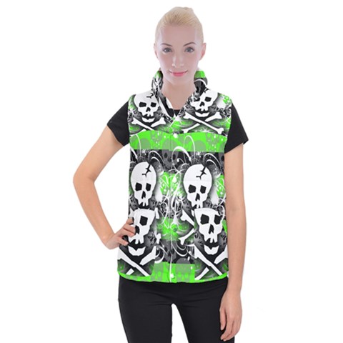 Deathrock Skull Women s Button Up Vest from ArtsNow.com