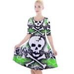 Deathrock Skull Quarter Sleeve A-Line Dress